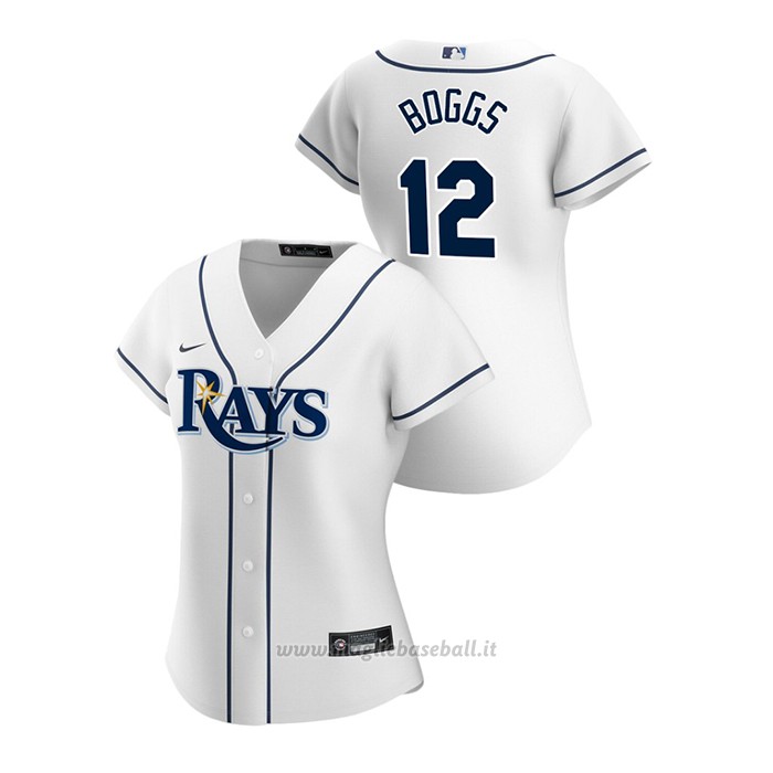 Maglia Baseball Donna Tampa Bay Rays Wade Boggs 2020 Replica Primera Bianco